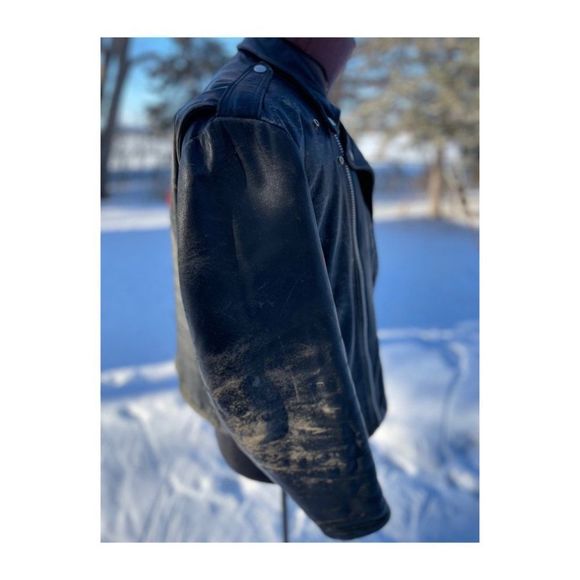 Vintage 80s Brush Fire Moto Steerhide Leather Jacket Biker Black Distressed Cana - Picture 10 of 16